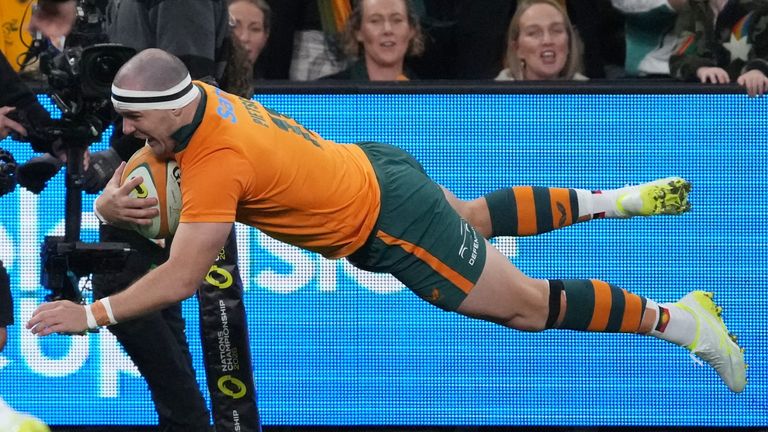 Australia's Dylan Pietsch dived over for the opening try of the contest inside three minutes 