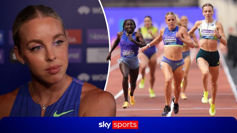 Keely Hodgkinson reacts after winning the 800m at the London Diamond League - but failing in her bid to break the world record