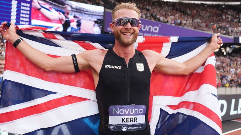Josh Kerr celebrates in front of his home fans at the London Stadium
