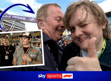 Brundle and Lewis Capaldi reunite with ‘man hug’ after viral handshake swerve!