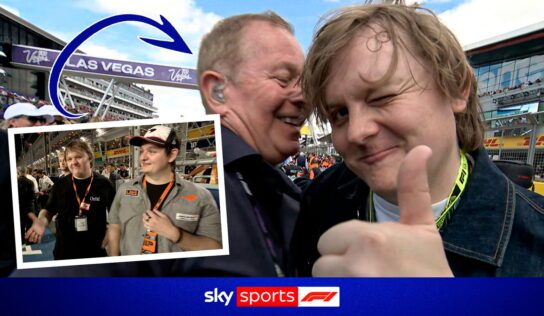 Brundle and Lewis Capaldi reunite with ‘man hug’ after viral handshake swerve!